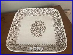 Antique Furnival & Sons Ironstone Brown Transferware Square Compote 9.25 Alton