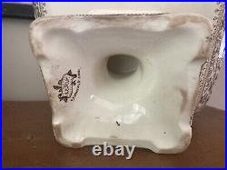 Antique Furnival & Sons Ironstone Brown Transferware Square Compote 9.25 Alton