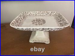 Antique Furnival & Sons Ironstone Brown Transferware Square Compote 9.25 Alton