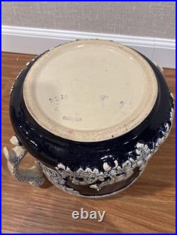 Antique German Wekara Stoneware Punch Bowl Set With 23 Mugs Hunting Theme