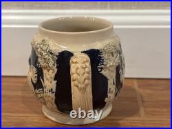 Antique German Wekara Stoneware Punch Bowl Set With 23 Mugs Hunting Theme Antique German Wekara Stoneware Punch Bowl Set With 23 Mugs Hunting Theme