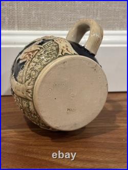 Antique German Wekara Stoneware Punch Bowl Set With 23 Mugs Hunting Theme