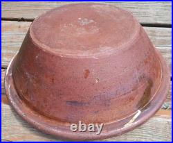 Antique Hand Thrown Primitive Farmhouse 41 Glazed Stoneware Mixing Bowl Crazing