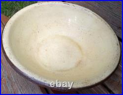 Antique Hand Thrown Primitive Farmhouse 41 Glazed Stoneware Mixing Bowl Crazing