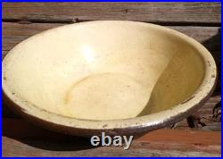 Antique Hand Thrown Primitive Farmhouse 41 Glazed Stoneware Mixing Bowl Crazing Antique Hand Thrown Primitive Farmhouse 41 Glazed Stoneware Mixing Bowl Crazing