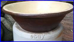 Antique Hand Thrown Primitive Farmhouse 41 Glazed Stoneware Mixing Bowl Crazing
