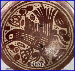 Antique Hispano Moresque Lustre Dish Bowl 17th Century Spanish Majolica Pottery