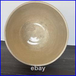 Antique Hull Green Stripe Beehive Mixing Bowl Crazed Stained 9.75in X 5.75 In