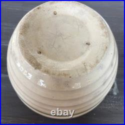 Antique Hull Green Stripe Beehive Mixing Bowl Crazed Stained 9.75in X 5.75 In
