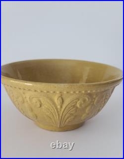 Antique Jeffords Yellow Ware Molded Mixing Bowl In Great Shape 8 Wide