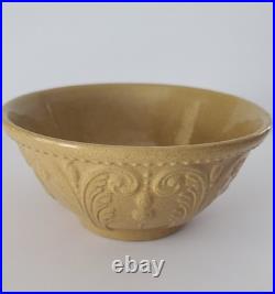 Antique Jeffords Yellow Ware Molded Mixing Bowl In Great Shape 8 Wide
