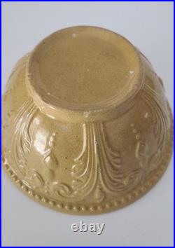Antique Jeffords Yellow Ware Molded Mixing Bowl In Great Shape 8 Wide