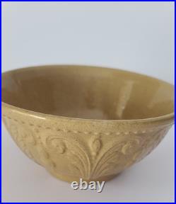 Antique Jeffords Yellow Ware Molded Mixing Bowl In Great Shape 8 Wide