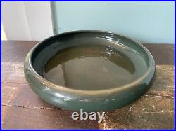 Antique Large Mossy Green Weller Art Pottery Serving / Bulb Bowl