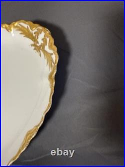 Antique Large Oval Serving Platter Raised Gold Gilt Bavarian Style 18.25