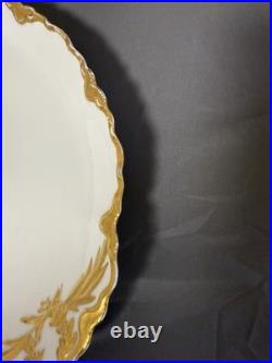 Antique Large Oval Serving Platter Raised Gold Gilt Bavarian Style 18.25