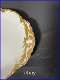 Antique Large Oval Serving Platter Raised Gold Gilt Bavarian Style 18.25