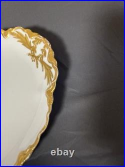 Antique Large Oval Serving Platter Raised Gold Gilt Bavarian Style 18.25