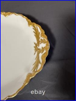 Antique Large Oval Serving Platter Raised Gold Gilt Bavarian Style 18.25