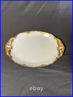 Antique Large Oval Serving Platter Raised Gold Gilt Bavarian Style 18.25