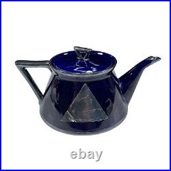 Antique Lenox Ceramic Arts Company CAC Tea Pot Cobalt Sterling Silver Overlay