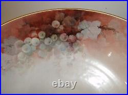 Antique Limoges T&V France Hand Painted 15 Diameter Punch Bowl & Plinth CHIP