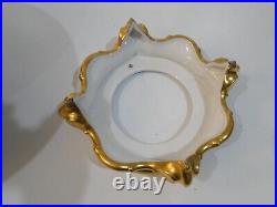 Antique Limoges T&V France Hand Painted 15 Diameter Punch Bowl & Plinth CHIP