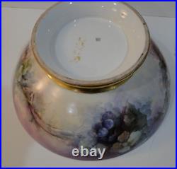 Antique Limoges T&V France Hand Painted 15 Diameter Punch Bowl & Plinth CHIP