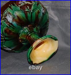 Antique Majolica Pottery Ivy Berry Pear Compote