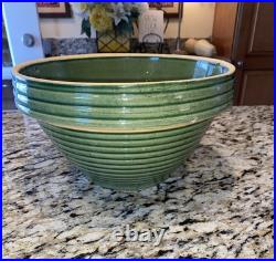 Antique McCoy stoneware Sage Green Ribbed Mixing Bowl Marked #10 Nice Bowl