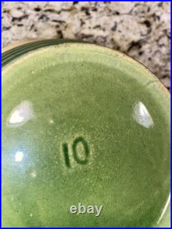 Antique McCoy stoneware Sage Green Ribbed Mixing Bowl Marked #10 Nice Bowl