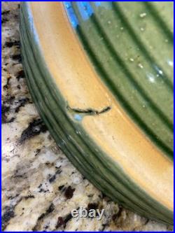 Antique McCoy stoneware Sage Green Ribbed Mixing Bowl Marked #10 Nice Bowl