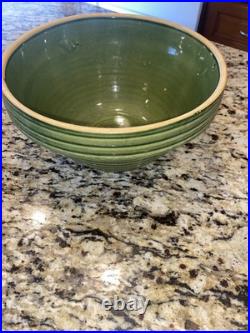 Antique McCoy stoneware Sage Green Ribbed Mixing Bowl Marked #10 Nice Bowl