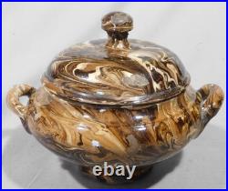 Antique Mocha Ware Covered Tureen Marbled Slipware Lidded Bowl 19th C aptware Antique Mocha Ware Covered Tureen Marbled Slipware Lidded Bowl 19th C aptware