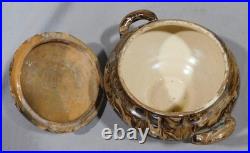 Antique Mocha Ware Covered Tureen Marbled Slipware Lidded Bowl 19th C aptware