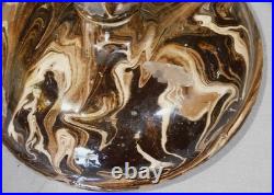 Antique Mocha Ware Covered Tureen Marbled Slipware Lidded Bowl 19th C aptware