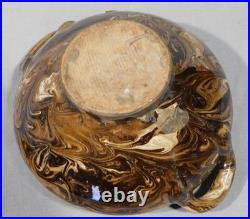 Antique Mocha Ware Covered Tureen Marbled Slipware Lidded Bowl 19th C aptware