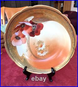 Antique Pickard Limoges Gasper Poppy Daisy Yellow Porcelain Large Bowl 10