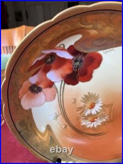 Antique Pickard Limoges Gasper Poppy Daisy Yellow Porcelain Large Bowl 10
