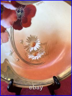 Antique Pickard Limoges Gasper Poppy Daisy Yellow Porcelain Large Bowl 10