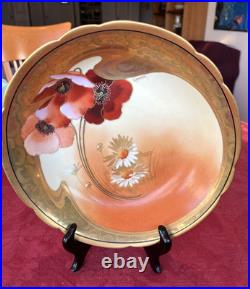 Antique Pickard Limoges Gasper Poppy Daisy Yellow Porcelain Large Bowl 10