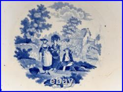 Antique Pottery StaffordshireBlue Transferware Large Footed Bowl 10.75 NICE