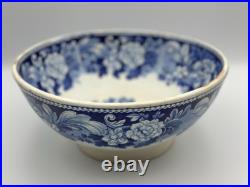 Antique Pottery StaffordshireBlue Transferware Large Footed Bowl 10.75 NICE