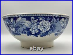 Antique Pottery StaffordshireBlue Transferware Large Footed Bowl 10.75 NICE