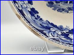 Antique Pottery StaffordshireBlue Transferware Large Footed Bowl 10.75 NICE