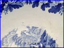 Antique Pottery StaffordshireBlue Transferware Large Footed Bowl 10.75 NICE