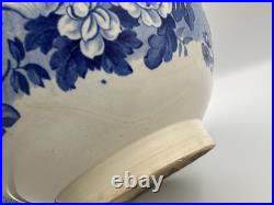 Antique Pottery StaffordshireBlue Transferware Large Footed Bowl 10.75 NICE