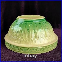 Antique RARE McCoy Yellowware Green Creme Gothic & Vine Pattern Mixing Bowl 7