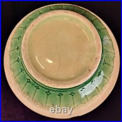 Antique RARE McCoy Yellowware Green Creme Gothic & Vine Pattern Mixing Bowl 7