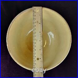 Antique RARE McCoy Yellowware Green Creme Gothic & Vine Pattern Mixing Bowl 7